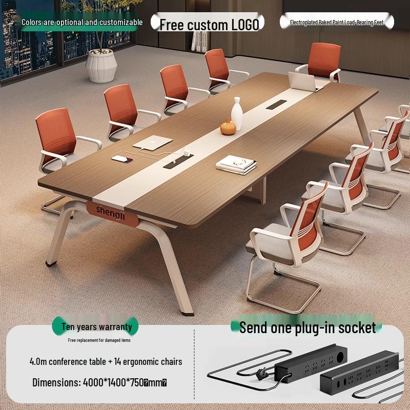 Modern Simple Long Conference Table & Chair Set for Office/Employee Training