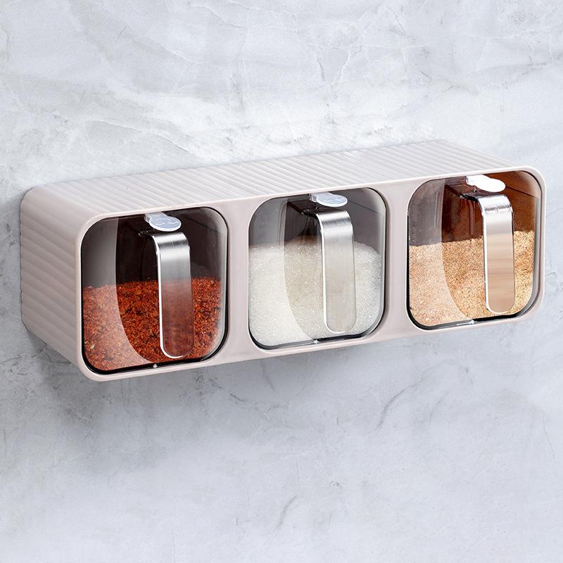 Коробка для приправ Кухонные принадлежности Настенное хранилище приправ Емкость для соли глутамата натрия