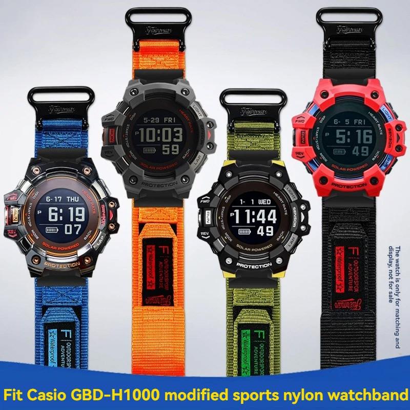 GBD H1000 Холщовый ремешок для умных спортивных часов Casio 3475 GBD-H1000 Модифицированный нейлоновый ремешок с петлей Мужской браслет для активного отдыха и спорта
