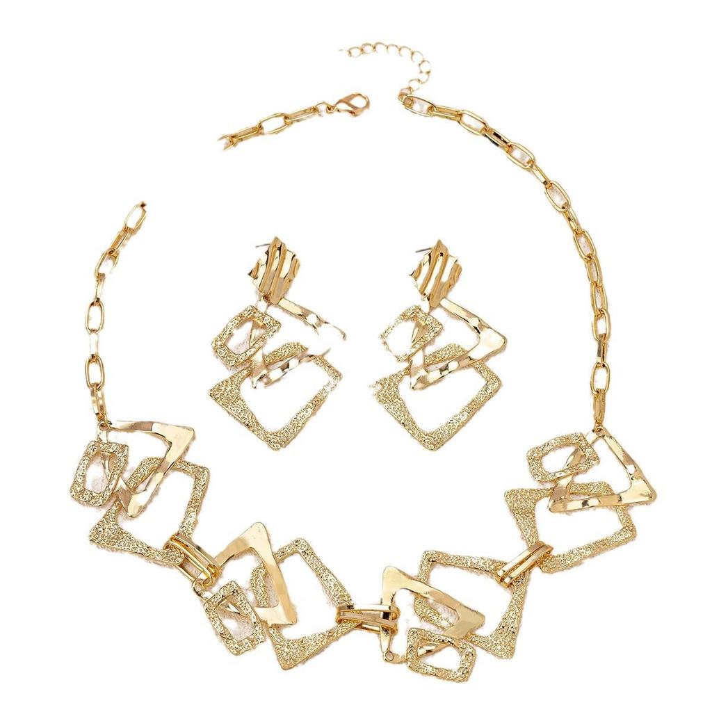 Шикарный геометрический набор серег и ожерелья с уникальным дизайном