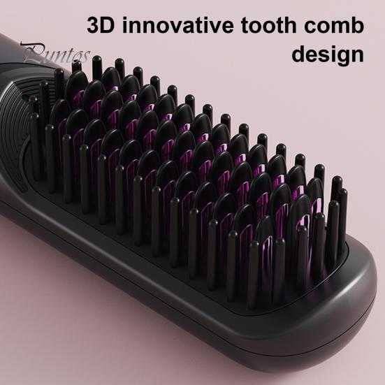 Беспроводной выпрямитель для волос с 3 регулируемыми температурами, быстрый нагрев, портативная дорожная горячая щетка с отрицательными ионами, электрическая расческа для укладки вьющихся волос, распутывающая их