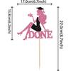 1 PCS High Heel Girl Graduation Cake Topper Black Pink Glitter Done Diploma Class of 2025 Congrats Grad Cap Cake Pick for 2025 Senior High School