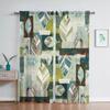 Прозрачная вуаль с акварельным цветочным принтом и скандинавскими листьями для гостиной, спальни, кухни, окна, прозрачные шифоновые тюлевые шторы