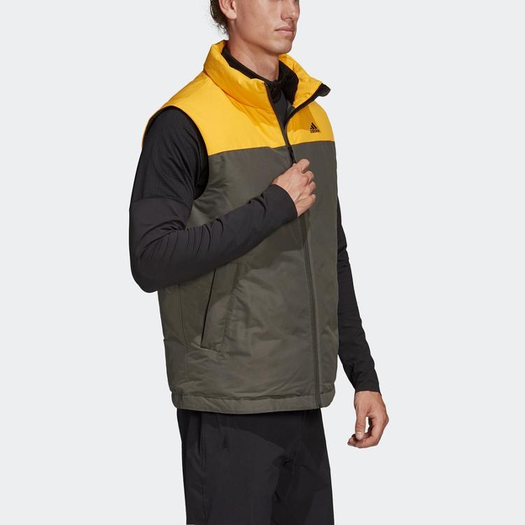 Adidas Down Vests Men's Deep Earthy Brown Stand Collar Moderate Other FS0034