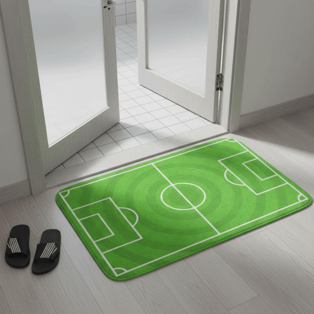 Green Football Court Pattern Doormat Non-slip Small Rug Home Decor Bath Mat Bathroom