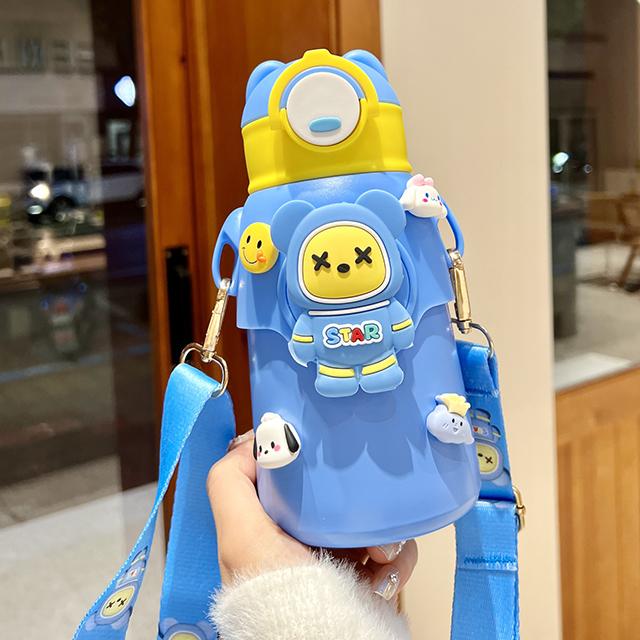 Милый мультфильм, детский термос из нержавеющей стали 316, бутылка для воды с соломинкой, термоизолированная чашка для студентов детского сада для мальчиков и девочек
