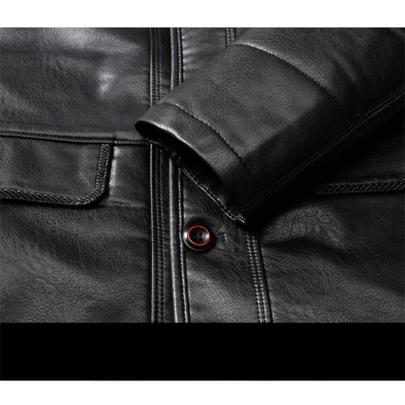 Пуховик из натуральной кожи, мужская куртка из овчины, утолщенное повседневное пальто с лацканами, пальто большого размера