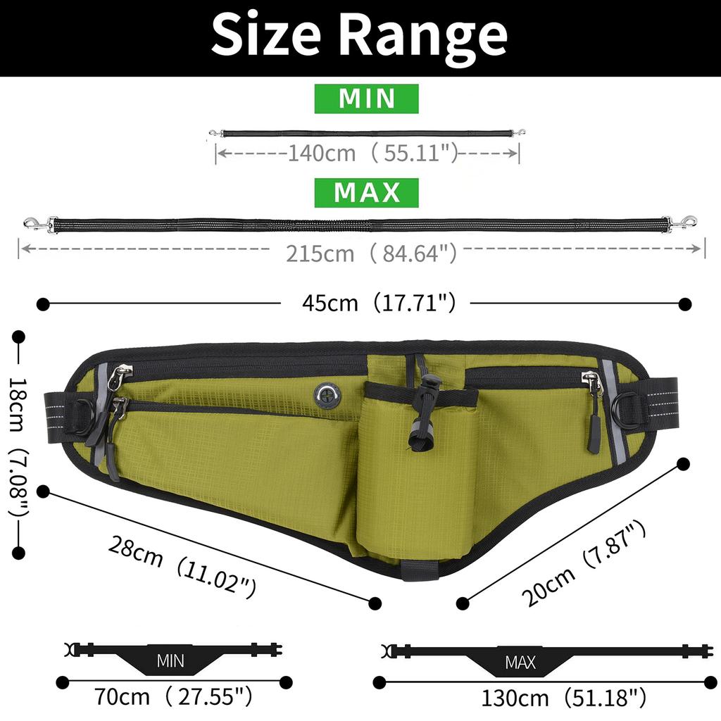 Поводок для собак Hands Free, поясная сумка, водонепроницаемая, ночная, светоотражающая, большой емкости для уличной собаки