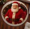 Santa Claus Christmas Round Doormat with 3D Illusion, Cozy Red Festive Carpet, Realistic Holiday Decor for Living Room