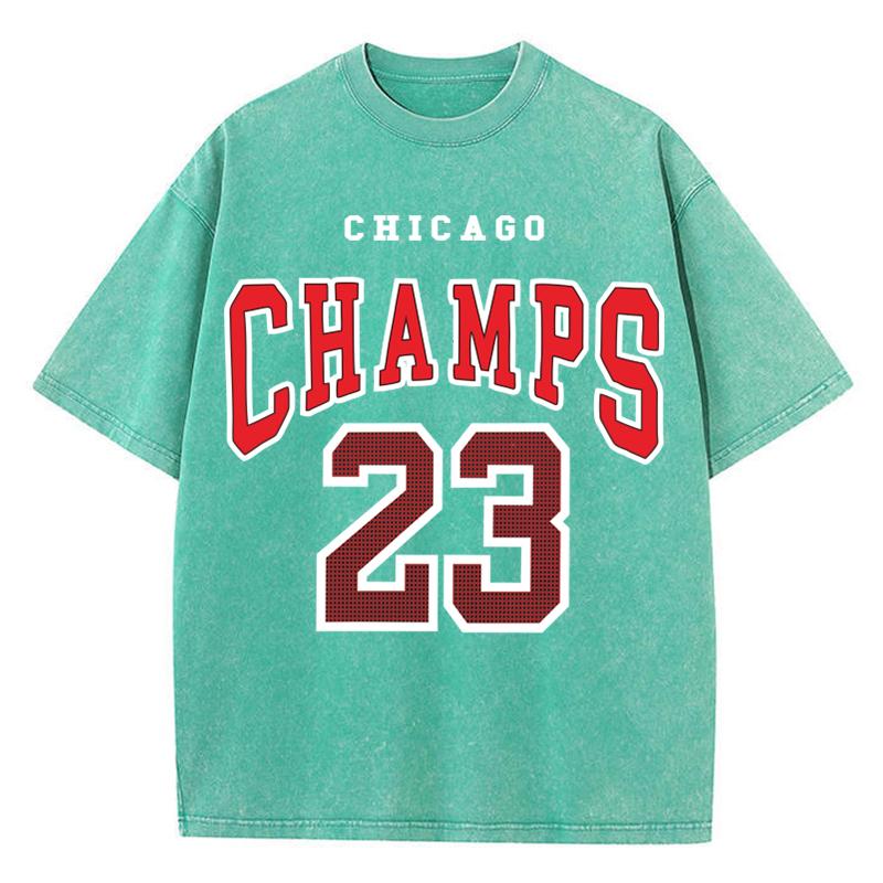 Women'S Cotton Washed T-Shirts All-Math Loose Distressed Tops Chicago Champs 23 Letter Prints Short Sleeve Summer Female Clothes