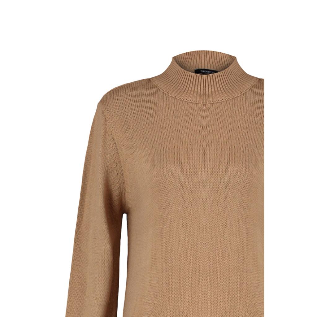 Светло-коричневый вязаный свитер с полуводолазкой Tctaw22kz1086