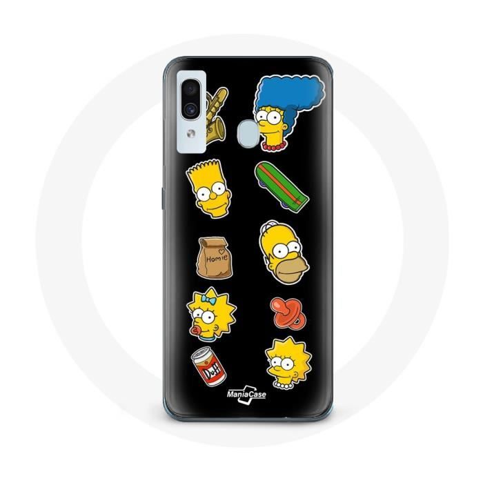 Coque pour Samsung Galaxy A20e Les Simpson autocollants fond noir