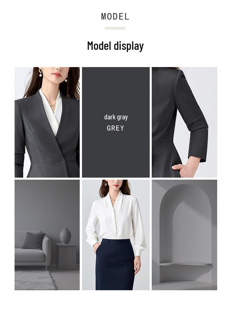 2025 Women's White Suit Set: Spring/Autumn Salon Reception Workwear Blazer