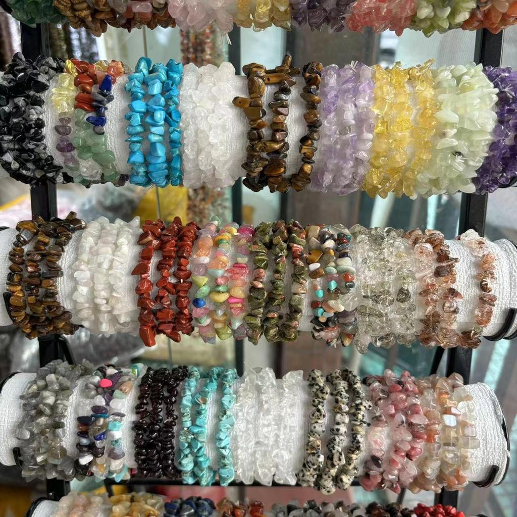 Аметистовый эластичный браслет из натурального гравия (5-8мм) - Эластичный и стильный