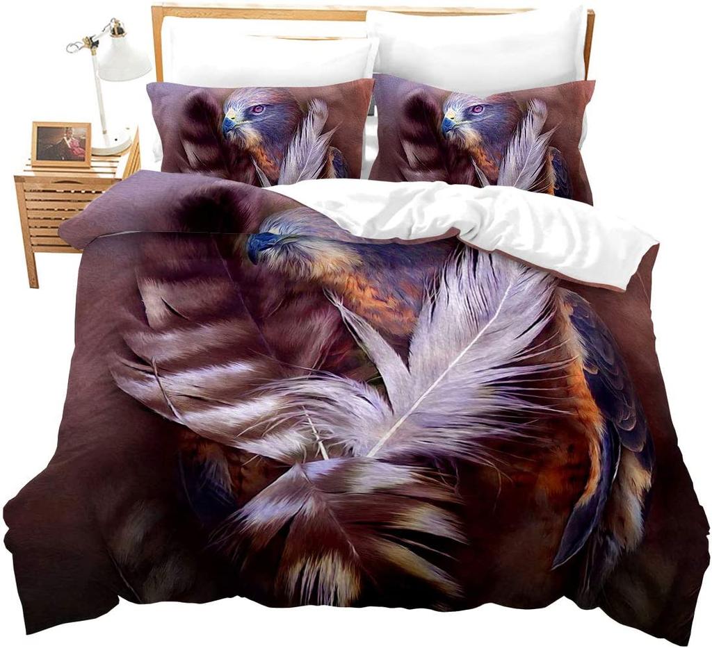 Eagle Duvet Cover Set Wild Animal Pattern Polyester Comforter Cover King Queen Full Twin Size For Kids Teens Adults Bedding Set