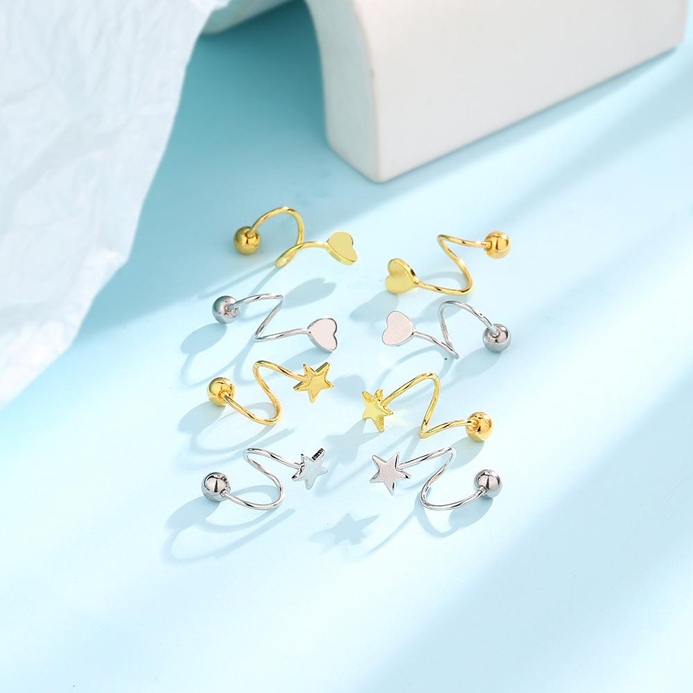 Серьги-гвоздики Star Thread, женские, нишевые, универсальные, литературные и свежие, весенние, глянцевые, с винтовой пряжкой, серьги Love