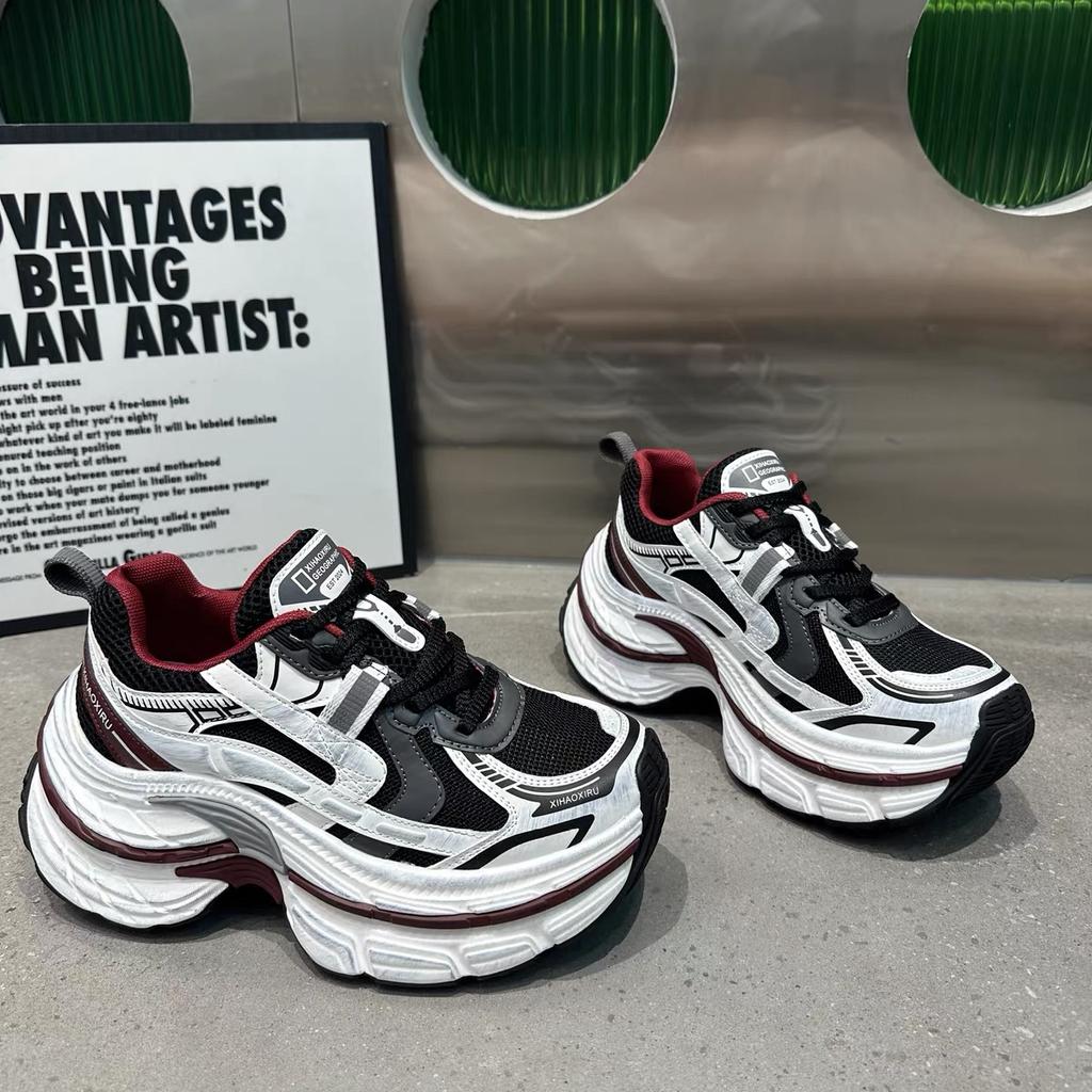 Осень 2024 года, новые популярные женские повседневные дышащие нескользящие низкие кроссовки на шнуровке с толстой подошвой для женщин