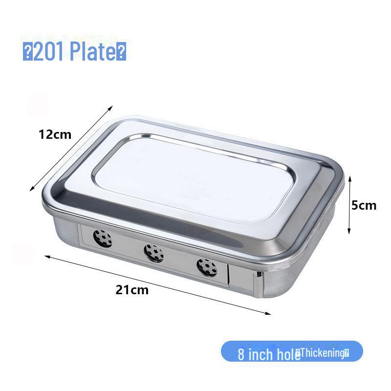 Stainless Steel Disinfection Tray with Holes and Cover, High-Temperature Square Instrument Tray