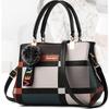 Luxury Plaid Handbag Women Hairball PU Leather Shoulder Bag Large Capacity Crossbody Bag