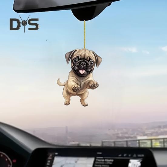 Акриловое подвесное украшение в виде собаки с кулоном и шнурком, легко подвешивается, креативное украшение на рождественскую елку, сумка-подвеска