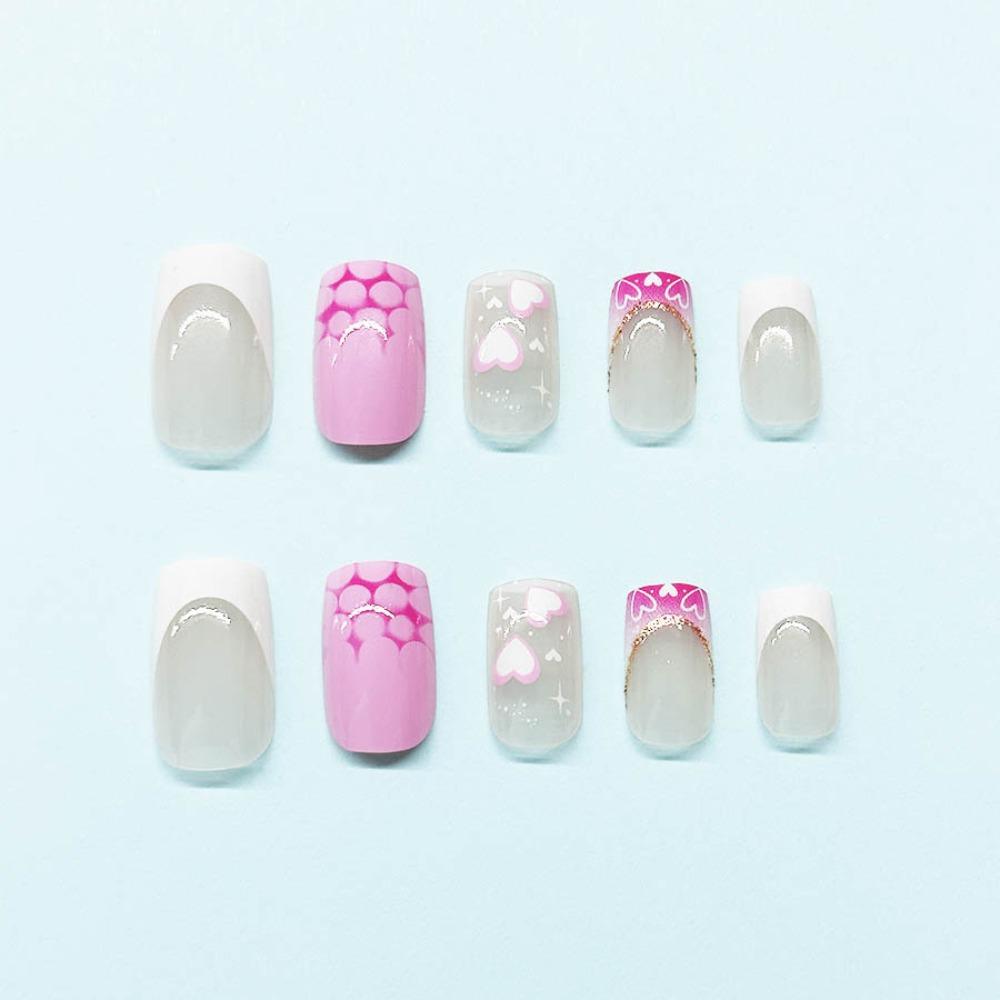 Носимые маникюрные накладные ногти с квадратной головкой, модные французские накладные ногти для девочек