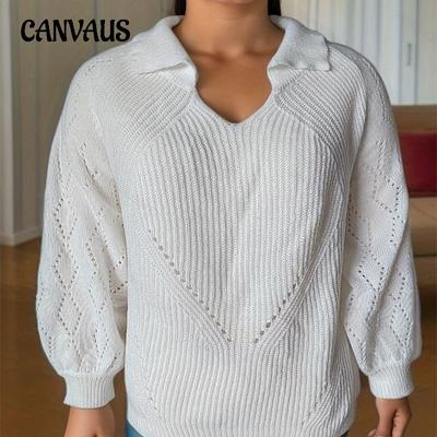 Осенне-зимний женский свитер больших размеров с лацканами, однотонный, круглый вырез, вязаный свитер