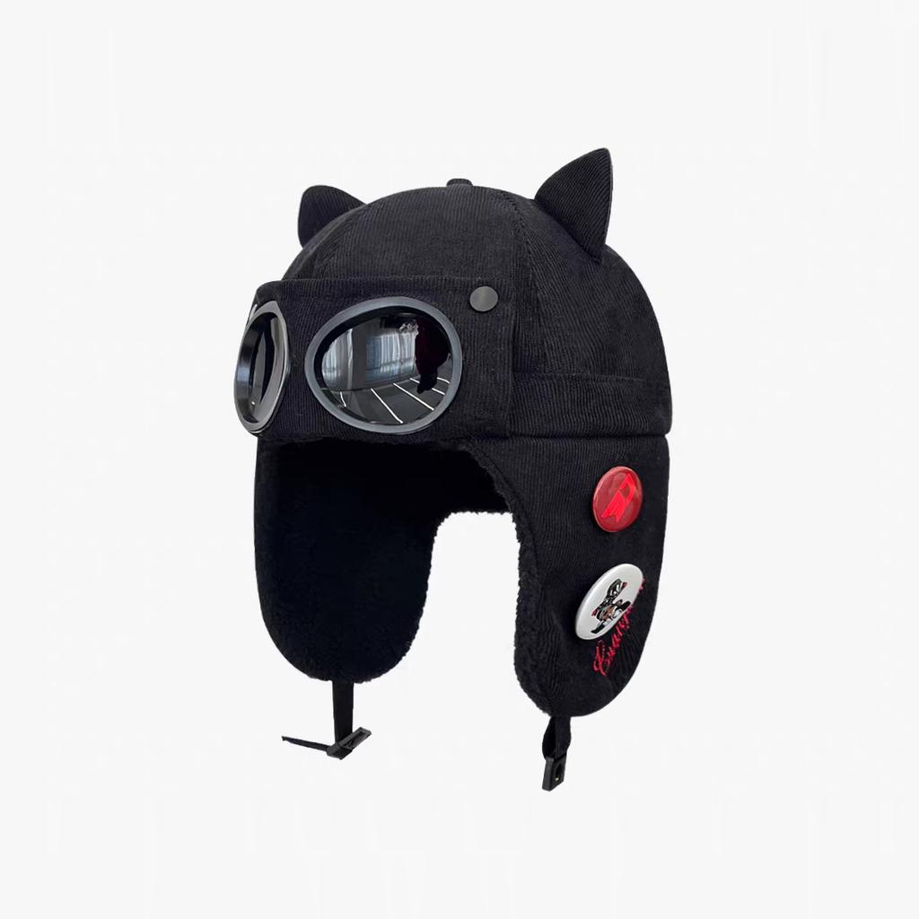 Очки-пилоты шапка с защитой ушей кошачьи ушки мужская и женская зимняя бархатная теплая леопардовый принт вельветовая велосипедная хлопковая шапка