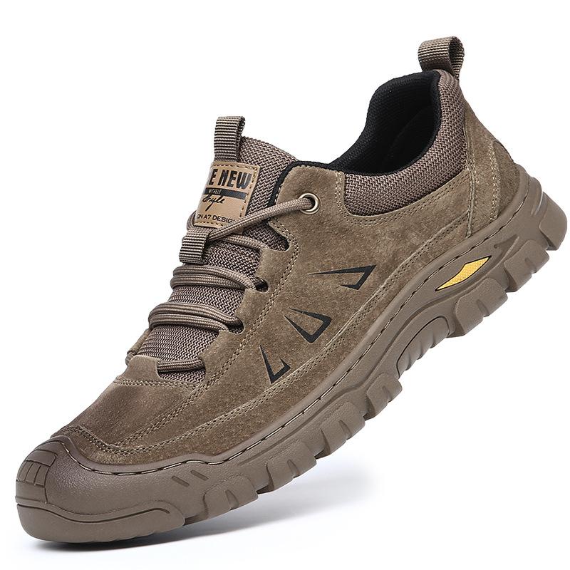 Men's shoes genuine leather autumn men's casual wear-resistant mountaineering shoes outdoor platform non-slip hiking shoes men