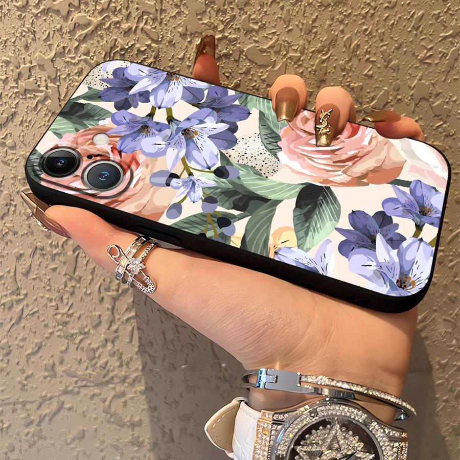Красивый чехол с цветами для Apple iPhone 17 Pro Max 13 14 11 15 Pro 7 8 16 Air XR XS MAX 12 Funda Чехол для телефона