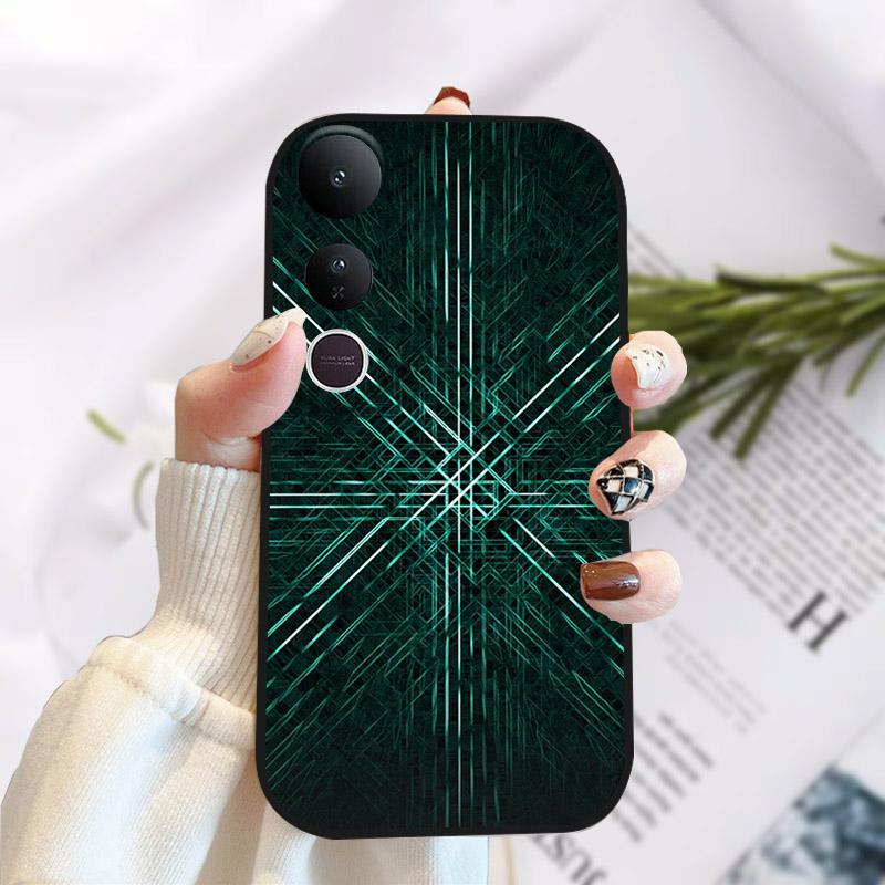 Для Vivo V50 Lite 5G Чехол Модный Роскошный Печатный Черный Матовый Мягкий ТПУ Силиконовый Бампер Чехол Для Vivo V50Lite 4G Чехол Для Телефона Funda