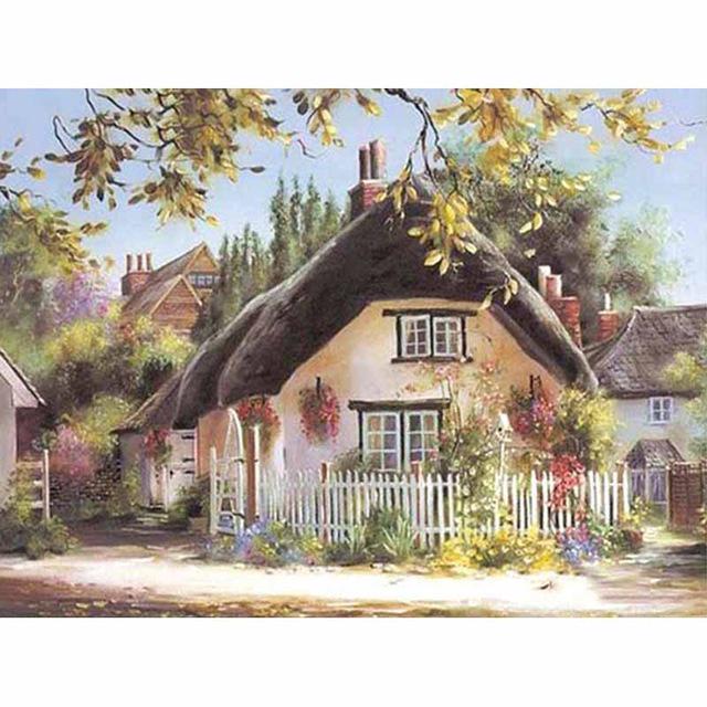 DIY 5D Алмазная картина Дом Полный круглый Алмазная вышивка Мозаика Крест Стежок Горный хрусталь