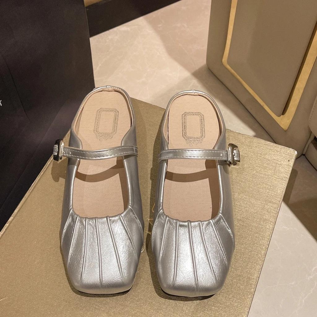 Обувь женская женские тапочки шлепанцы закрытый носок лоферы модные мягкие плоские повседневные резиновые ПУ ажурные базовые лоферы мюли женская обувь