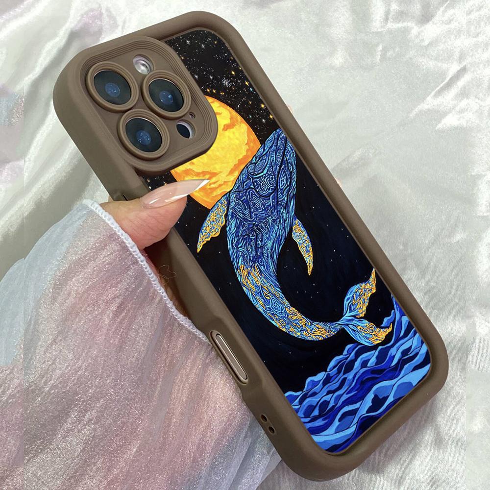 Чехол JT480 Smart Whales для iPhone 17 16 15 14 13 Pro Max, Samsung S26 S25 Ultra A17 A07 A56 A16 A15 A14 A13 A06 A25, Xiaomi 15T, Redmi 15c 14C.