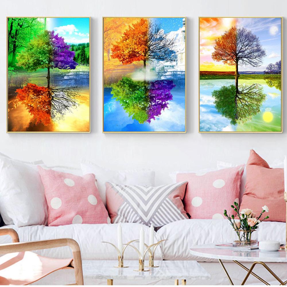 huacan DIY 5D картина сезоны дерево вышивка крестом Алмазная вышивка узоры стразы Алмазная мозаика