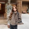 Womens Faux Fur Trim Knit Rib Loose Stand Collar Coat 2026 Winter Warm Outerwear