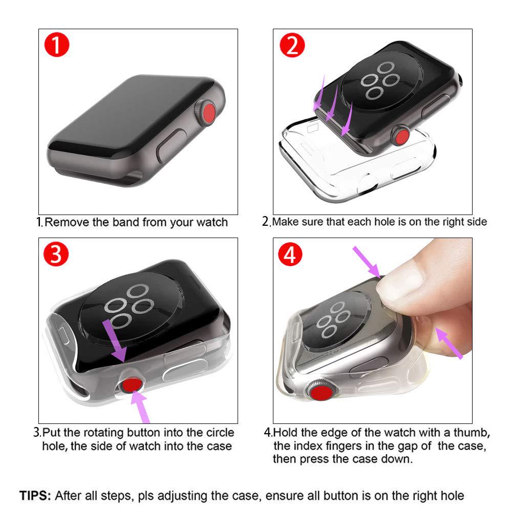 Чехол для Apple Watch, чехол 44 мм/40 мм, 42 мм/38 мм, аксессуары, мягкий универсальный бампер из ТПУ, защитная пленка для экрана для iWatch Series 5 6 SE 3 4