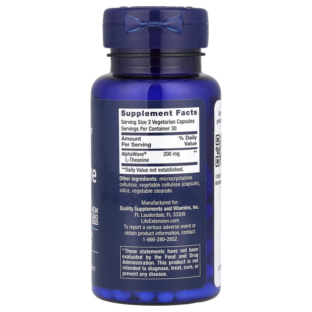 Life Extension L-theanine, 100mg, 60 Veggie Capsules