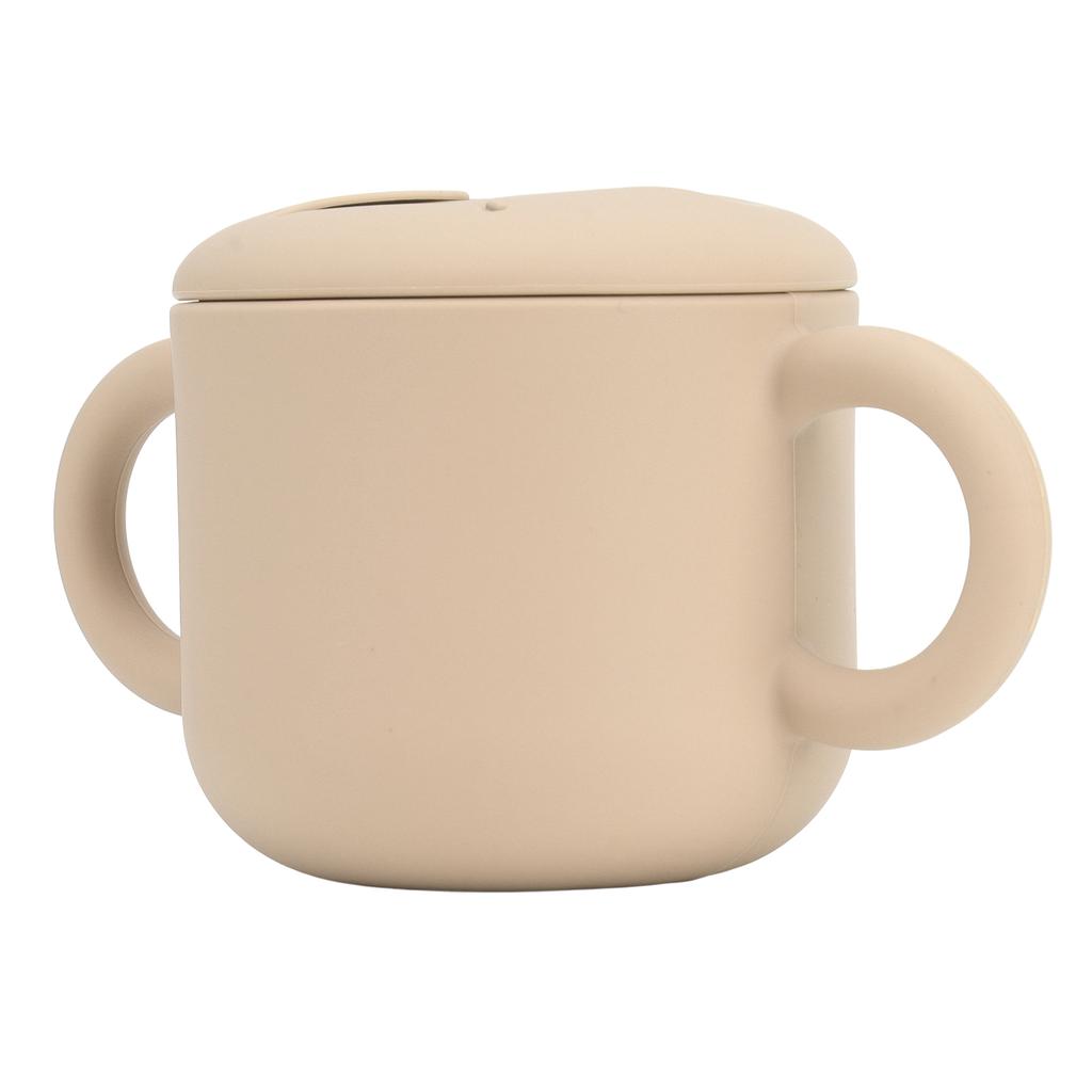 Детская обучающая чашка для питья Силиконовая с двойными ручками Дизайн Легкая чистка Непроливайка Тренировочная чашка для малышей Хаки