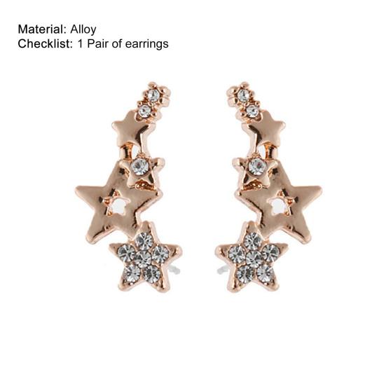 1 пара женских серег-гвоздиков в форме звезды, блестящие долговечные женские серьги со стразами, женские уши