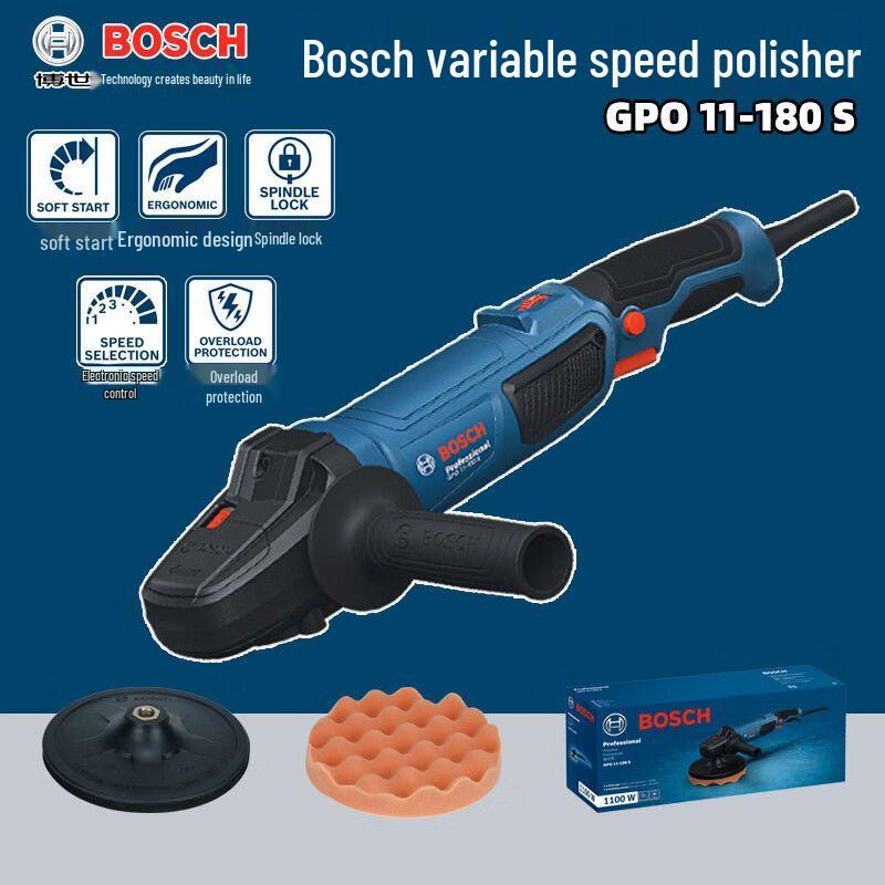 Bosch GPO 11-180 S Профессиональная роторная полировальная машина вилка CN (адаптер в комплекте)