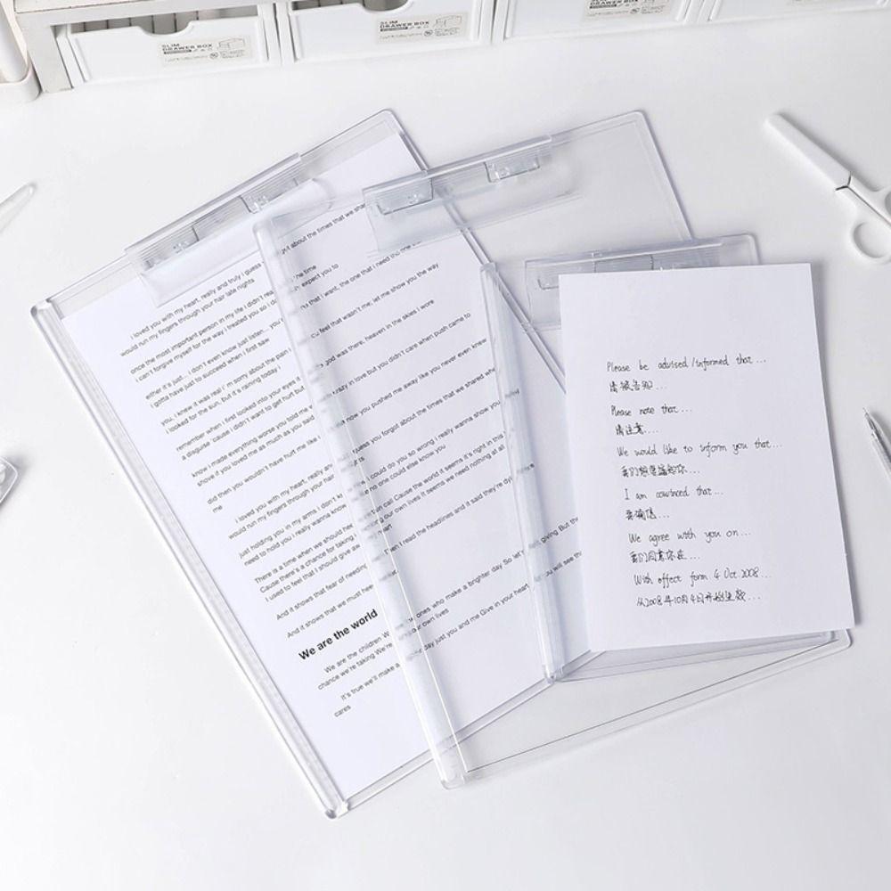 Durable Memo Clipboard Transparent Paper Organizer Portable File Folder Drawing