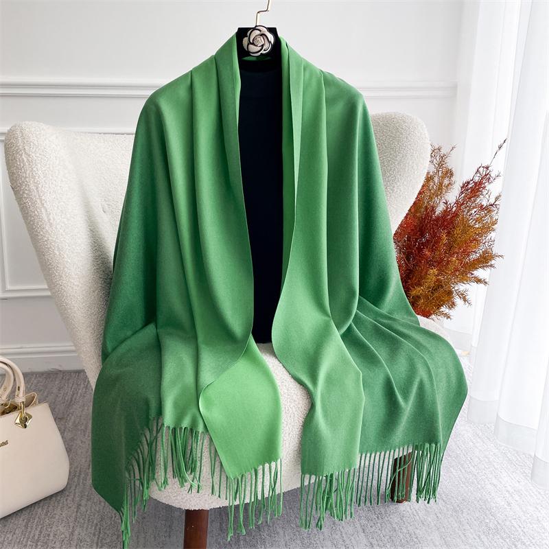 Winter Women Scarves Long Warm Gradient Imitaion Cashmere Hijab Solid Lady Shawl Wrap Female Pashmina Bandana Head Scarf