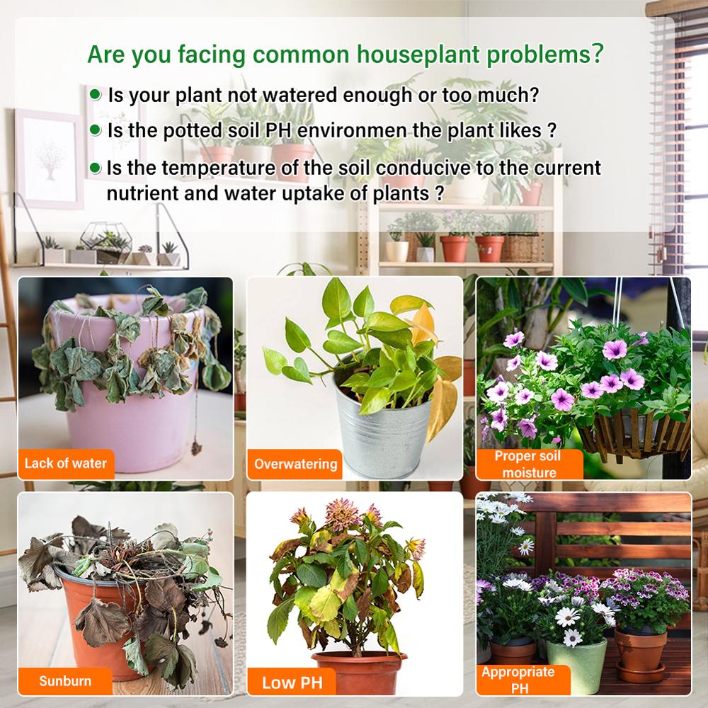 Многофункциональный высокоточный тестер pH почвы, влажность почвы/PH/температура, интенсивность солнечного света