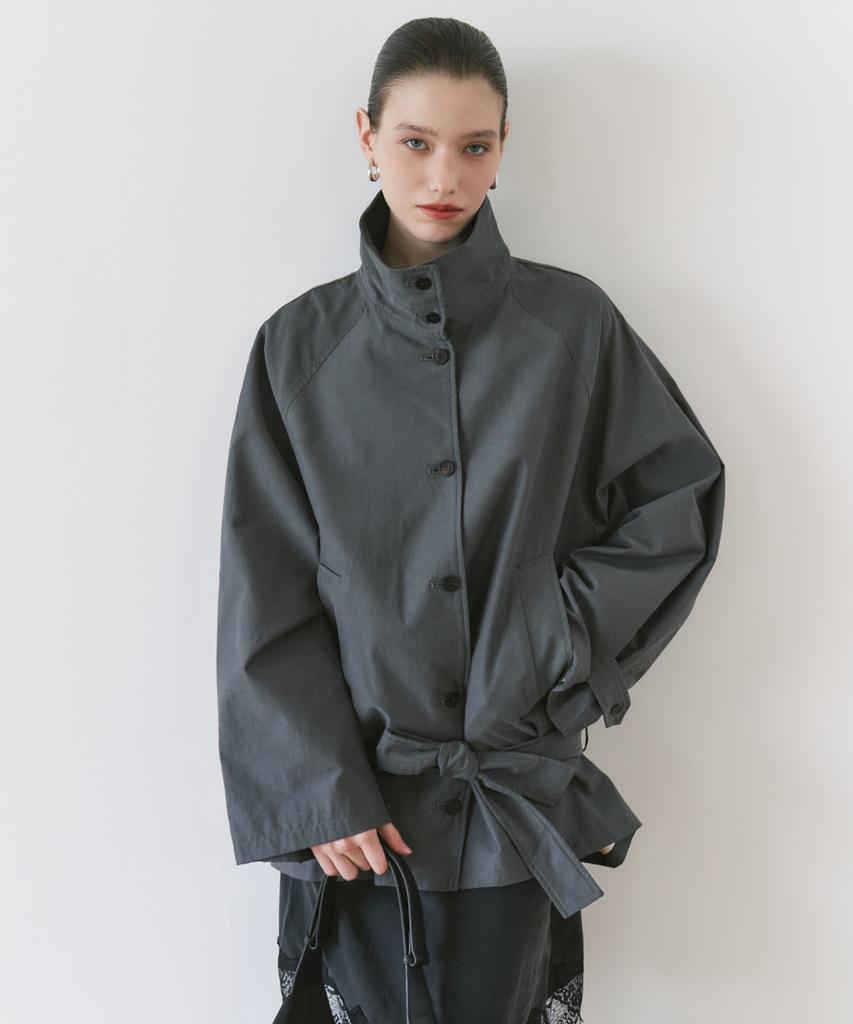 SIYAZU Siot4202 Oversized High-Neck Belted Jacket_Charcoal