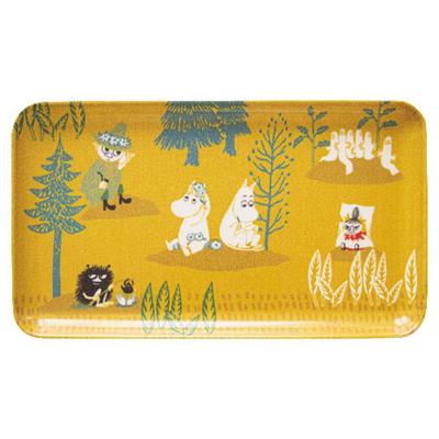 Поднос Okato Moomin, Нескользящий, Безопасный для посудомоечной машины и микроволновой печи, Маленький, Дизайн 'Муми-тролль и друзья', Ширина 21,5 x Высота 1,2 x Глубина 12,5 см, Сделано в Японии