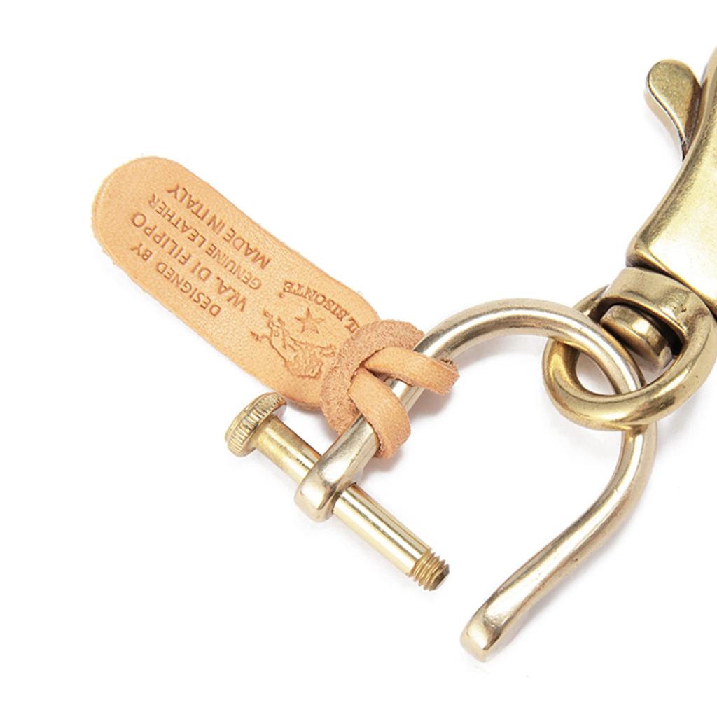 Брелок для ключей Кожаный брелок из натуральной коровьей кожи Унисекс, обесцвеченный коричневый Коричневый [IL BISONTE] Женский Мужской