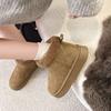 2025 Winter New Warm Platform Bread Cotton Boots Big Head Ugly Cute Snow Boots Women's Velvet Thickened Outdoor Cotton Shoes