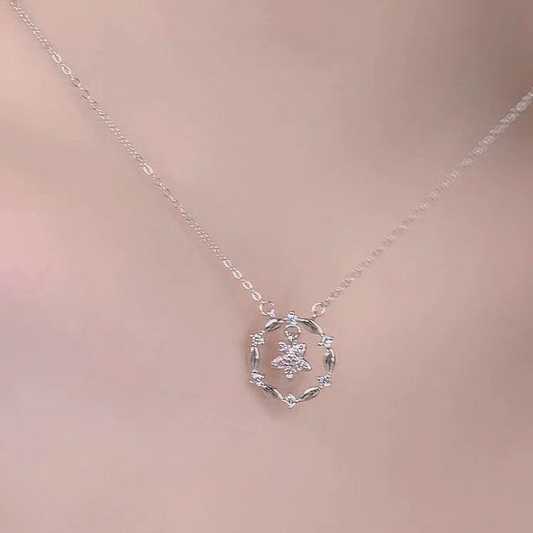 JMXD-Guardian Star Glow Pink ожерелье женское простое нишевое универсальное пятиконечная звезда ключичная цепочка кулон звезда циркон