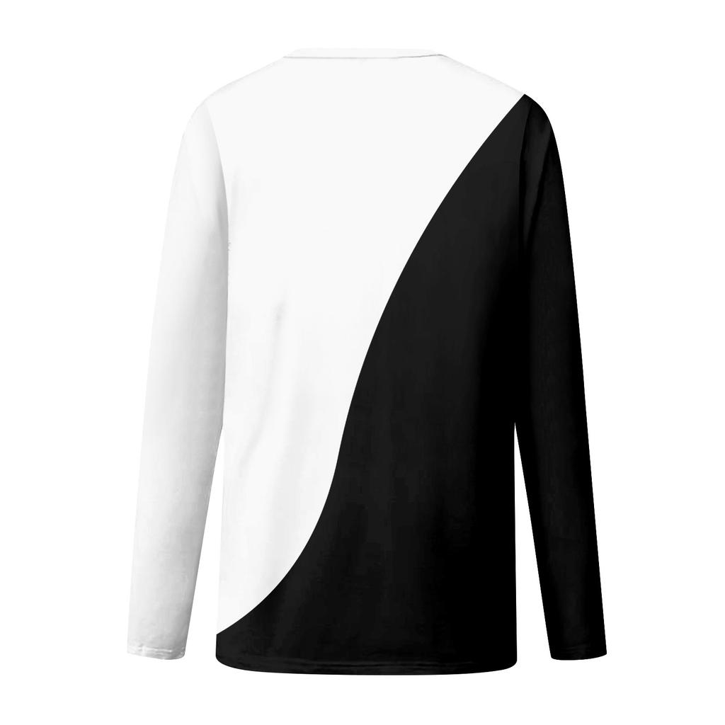 Женская футболка с принтом и пуговицами, длинный рукав, повседневная мода для выходных, пуловер с v-образным вырезом, топы