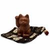 Japan Portable Grip Maneki Neko Tokoname Ware Amulet Lucky Cat Brown Color